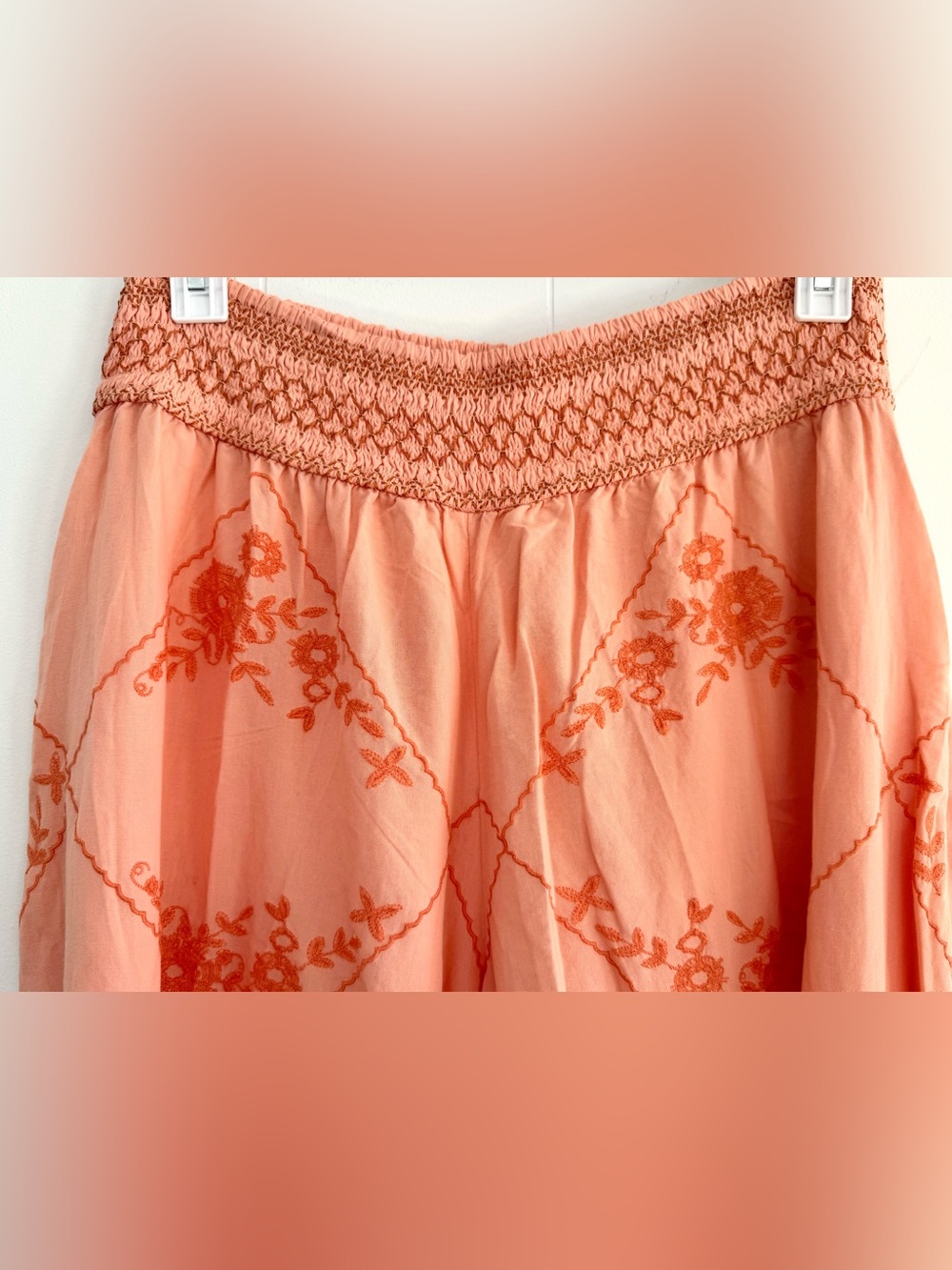 New Free People Waverly Pants Sun Blush Embroidered Beach Culotte XL Summer NWT - Picture 4 of 8